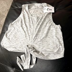 Woman’s Zyia infinity tank 2XL white and gray , with tie in the front.  NWT.